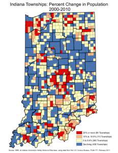 Indiana Townships: Percent Change in Population% or more (99 Townships)  10% to 19.9% (113 Townships)