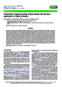 J. Space Weather Space Clim[removed]A15 DOI: [removed]swsc[removed]  S. Mathur et al., Published by EDP Sciences 2014 OPEN