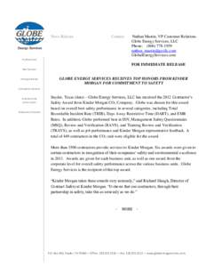 News Release  Contact: Nathan Mastin, VP Customer Relations Globe Energy Services, LLC