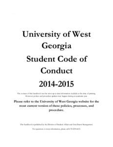 `  University of West Georgia Student Code of Conduct