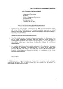 PNB Circular[removed]Revised) (Advisory) POLICE NEGOTIATING BOARD Independent Secretary: Bill Blase Office of Manpower Economics Victoria House