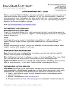 Environmental Health and Safety 2809 Daley Drive Ames, IA[removed]Phone: ([removed]www.ehs.iastate.edu