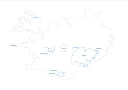 Drangajökull  Snæfellsjökull Eiríksjökull  Hofsjökull