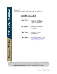 Section IV (previously Section III of Oregon OSHA’s Technical Manual) SAFETY HAZARDS CHAPTER 1: