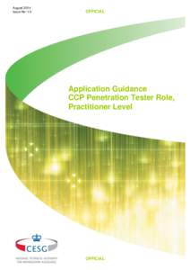 Application Guidance - CCP Penetration Tester Role, Practitioner level, Issue 1.0 August 2014