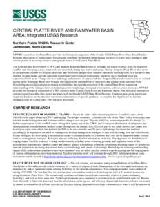 CENTRAL PLATTE RIVER AND RAINWATER BASIN AREA: Integrated USGS Research Northern Prairie Wildlife Research Center