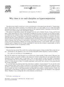 Computer science / Applied mathematics / Hypercomputation / Church–Turing thesis / Computable function / Computable number / Turing machine / Computability / Algorithm / Theoretical computer science / Computability theory / Theory of computation