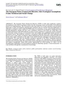 The European Water Framework Directive: How Ecological Assumptions Frame Technical and Social Change