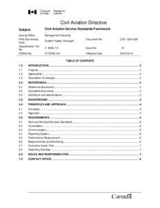 Civil Aviation Directive Subject: Civil Aviation Service Standards Framework  Issuing Office: