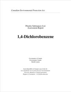Priority Substances List Assessment Report for 1,4-Dichlorobenzene