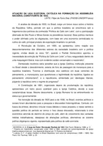 ATUAÇÃO DA LIGA ELEITORAL CATÓLICA NA FORMAÇÃO DA ASSEMBLÉIA NACIONAL CONSTITUINTE DE[removed]LEITE, Filipe de Faria Dias (FHDSS-UNESP/Franca)