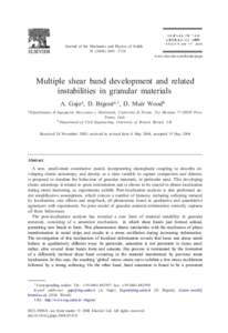 Journal of the Mechanics and Physics of Solids[removed] – 2724 www.elsevier.com/locate/jmps  Multiple shear band development and related