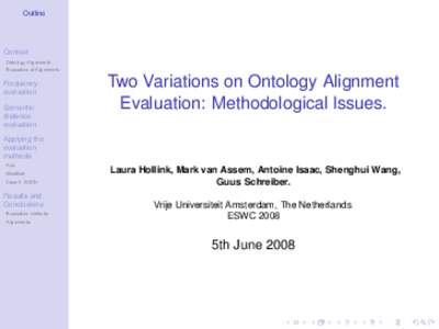 Outline  Context Ontology Alignments Evaluation of Alignments