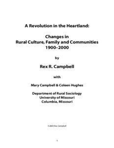 A Revolution in the Heartland: Changes in Rural Culture, Family and Communities