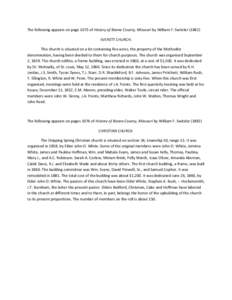 The following appears on page 1075 of History of Boone County, Missouri by William F. Switzler[removed]EVERETT CHURCH. This church is situated on a lot containing five acres, the property of the Methodist denomination, ha