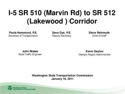 I-5 SR 510 (Marvin Rd) to SR 512 (Lakewood) Corridor