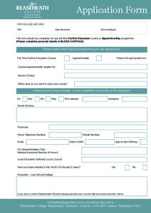 Application Application Form Form Raising Standards Inspiring Achievement