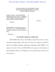 Case 2:13-cv[removed]Document 1 Filed in TXSD on[removed]Page 1 of 13  IN THE UNITED STATES DISTRICT COURT FOR THE SOUTHERN DISTRICT OF TEXAS CORPUS CHRISTI DIVISION