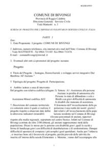 ALLEGATO 1  COMUNE DI BIVONGI Provincia di Reggio Calabria Direzione Generale Servizio Civile Viale Matteotti n. 3