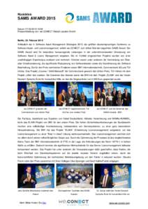 Rückblick  SAMS AWARD 2015 Datum: :56 Pressemitteilung von: we.CONECT Global Leaders GmbH