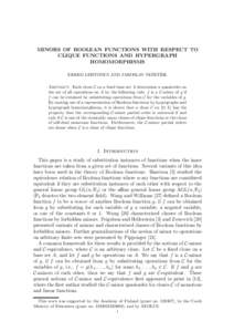 MINORS OF BOOLEAN FUNCTIONS WITH RESPECT TO CLIQUE FUNCTIONS AND HYPERGRAPH HOMOMORPHISMS ˇ RIL ˇ ERKKO LEHTONEN AND JAROSLAV NESET