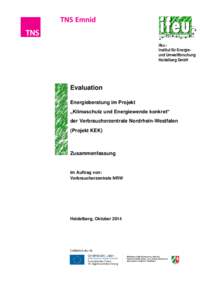 ifeu Institut für Energieund Umweltforschung Heidelberg GmbH Evaluation Energieberatung im Projekt „Klimaschutz und Energiewende konkret“