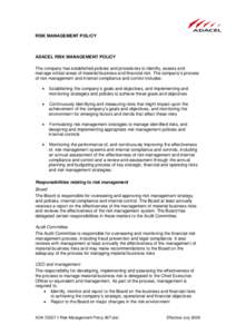 Business / Actuarial science / Corporate governance / Internal control / Audit committee / Risk management / Chief financial officer / Operational risk / Audit / Auditing / Management / Risk