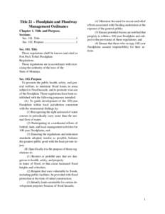 Title 21 – Floodplain and Floodway Management Ordinance Chapter 1. Title and Purpose. Sections: Sec[removed]Title ................................................ 1 Sec[removed]Purpose .....................................