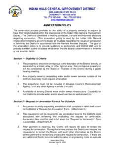 INDIAN HILLS GENERAL IMPROVEMENT DISTRICT 3394 JAMES LEE PARK RD. #A CARSON CITY, NEVADATEL: (FAX: (www.indianhillsnevada.com