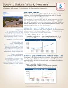 Newberry National Volcanic Monument A Summary of Economic Performance in the Surrounding Communities S u m m a ry F i n d i n g s Research shows that conserving public lands like the Newberry National Volcanic Monument h