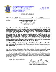 State of Rhode Island and Providence Plantations Coastal Resources Management Council Oliver H. Stedman Government Center 4808 Tower Hill Road, Suite 3 Wakefield, RI[removed]