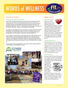 HIGHLIGHT OF THE MONTH  MEMBER ACTIVITIES Fitness in Action Series - The Details!