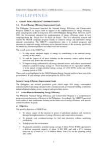 Compendium of Energy Efficiency Policies of APEC Economies  Philippines PHILIPPINES 1. GOALS FOR EFFICIENCY IMPROVEMENT