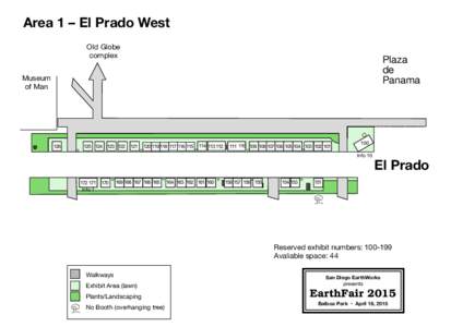 Area 1 – El Prado West Old Globe complex Plaza