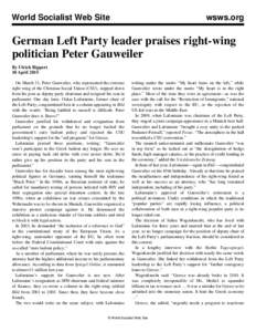 World Socialist Web Site  wsws.org German Left Party leader praises right-wing politician Peter Gauweiler