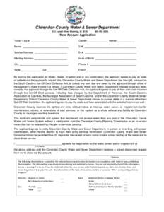 Clarendon County Water & Sewer Department 411 Sunset Drive, Manning, SC[removed]3255  New Account Application