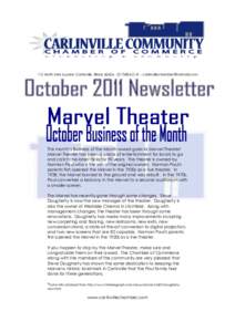 112 North Side Square, Carlinville, Illinois[removed][removed]removed]  This month’s Business of the Month award goes to Marvel Theater! Marvel Theater has been a place of entertainment for