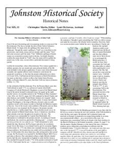 Johnston Historical Society Historical Notes Vol. XIX, #2 Christopher Martin, Editor Louis McGowan, Assistant www.JohnstonHistorical.org