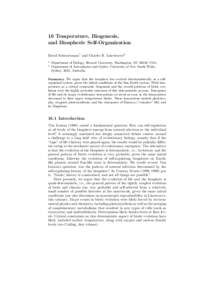 16 Temperature, Biogenesis, and Biospheric Self-Organization David Schwartzman1 and Charles H. Lineweaver2 1 2