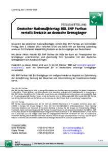 Luxemburg, den 1. Oktober 2014  + PRESSEMITTEILUNG