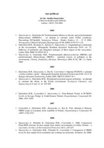 Spis publikacji dr inŜ. Amelia Staszowska  telefon: +2004