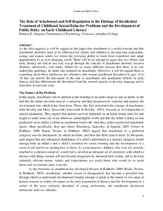 The Role of Attachment and Self-Regulation in the Etiology of Residential Treatment of Childhood Sexual Behavior Problems and the