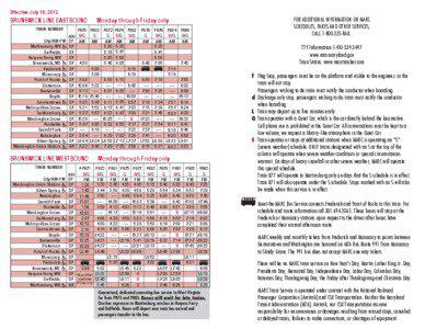 Effective July 16, 2012  BRUNSWICK LINE EASTBOUND