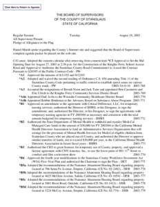 August 19, [removed]Board of Supervisors Minutes