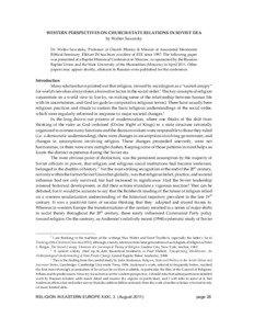 WESTERN PERSPECTIVES ON CHURCH-STATE RELATIONS IN SOVIET ERA by Walter Sawatsky Dr. Walter Sawatsky, Professor of Church History & Mission at Associated Mennonite