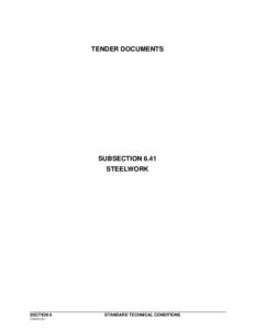 TENDER DOCUMENTS  SUBSECTION 6.41 STEELWORK  SECTION 6
