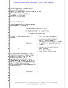 Case3:14-cv[removed]WHA Document87 Filed10[removed]Page1 of 9  1 JASON D. RUSSELL (CA SBN[removed]removed] 2 SKADDEN, ARPS, SLATE, MEAGHER & FLOM LLP 300 South Grand Avenue