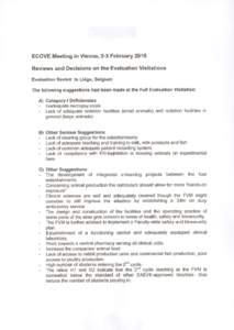 ECOVE Meeting in Vien na, 2-3 February 2010 Reviews and Decisions on the Evaluation Visitations Evaluation Revisit to Liége, Belgium The following suggestions had been made at the Full Evaluation Visitation: A) Category