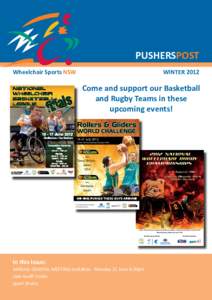 Australia at the Paralympics / Wheelchair basketball / Wheelchair rugby / Liesl Tesch / Gerry Hewson / Wheelchair tennis / Kevin Coombs / Basketball Australia / Philippines national rugby league team / Wheelchair sports / Sports / Disabled sports