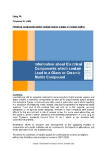 Entry 14: Proposal for 2005 Electrical components which contain lead in a glass or ceramic matrix Information about Electrical Components which contain